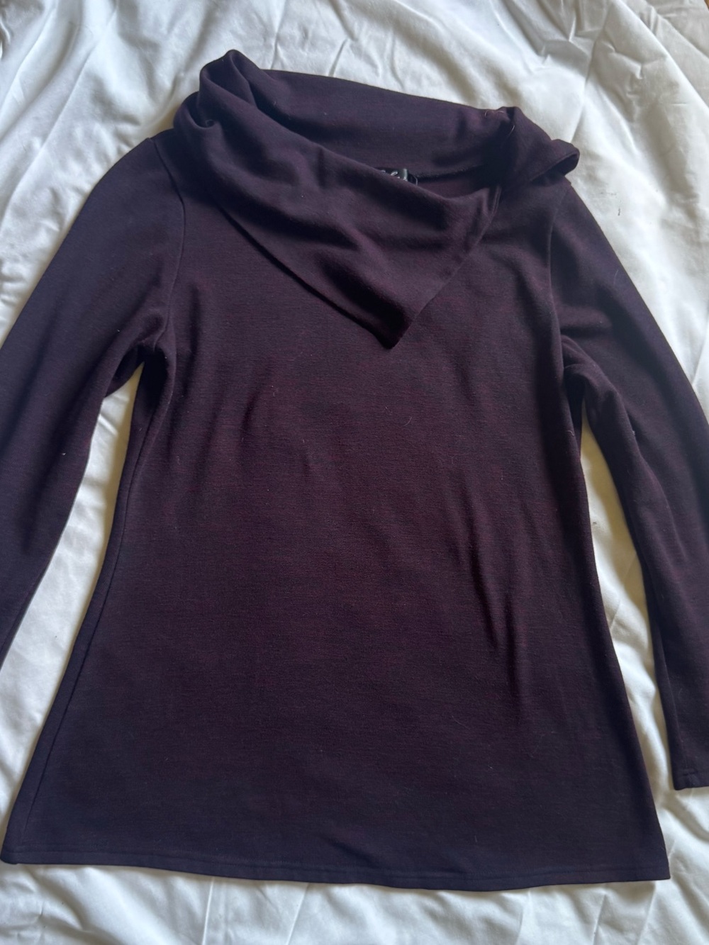 Women’s Long-Sleeve Cowl Neck Sweater in Plum